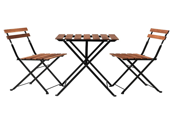 Jeden stół i dwa krzesła zestaw Outdoor Garden Wood Top Składana metalowa rama