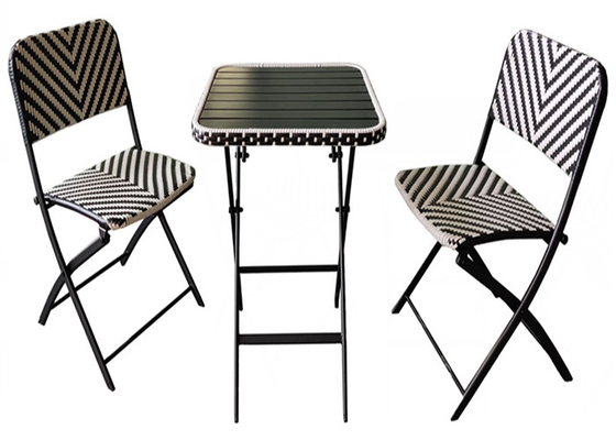Outdoor Garden Stalowy stół z wikliny Zestaw krzeseł z metalowej ramy Składana rama