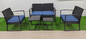 Ogrodowa stalowa plastikowa podwójna wiklinowa sofa Dwa stoliki kawowe Zestaw 5